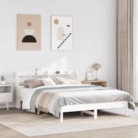 Bedframe zonder matras massief grenenhout wit 150x200 cm