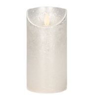 1x LED kaarsen/stompkaarsen zilver met dansvlam 15 cm   - - thumbnail