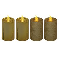 LED kaarsen/stompkaarsen set - 4x stuks - goud - H7,5 cm