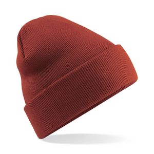 Basic dames/heren beanie wintermuts 100% soft Acryl in kleur roest One size  -