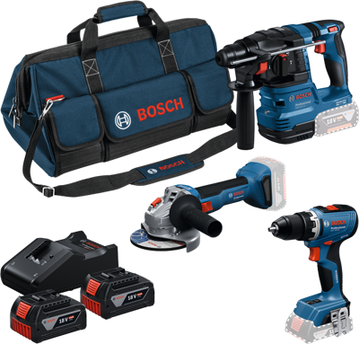 Bosch Blauw Accutoolkit 3 Toolkit 18V GSR 18V-65 + GWS 18V-8 + GBH 18V-22 | 2x GBA 18V 4.0Ah + Lader GAL 18V-40 - 0615A50094