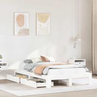 Bedframe zonder matras massief grenenhout wit 120x190 cm