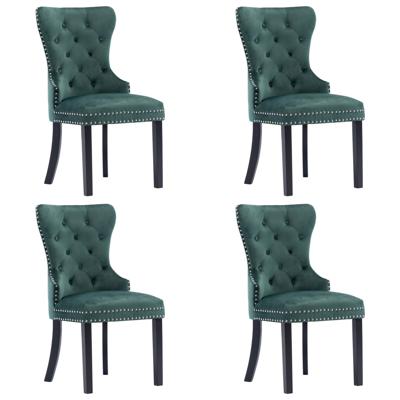 Eetkamerstoelen 4 st fluweel donkergroen