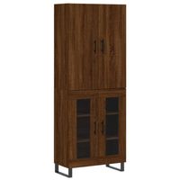 The Living Store Hoge Kast - Bruineiken - Dressoir en Opzetkast - 69.5 x 34 x 180 cm - Glasontwerp - thumbnail