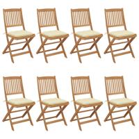 Tuinstoelen 8 st inklapbaar met kussens massief acaciahout