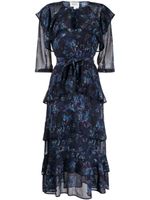 Marchesa Rosa robe volantée Aster à motif abstrait - Bleu