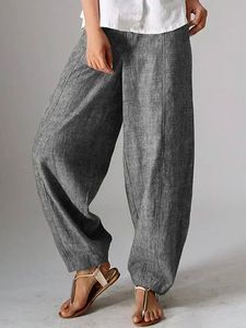 Loose Cotton Plain Casual Pants