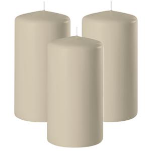 Enlightening Candles Cilinder/stompkaars - 3x - beige - D6 x H15 cm - 58 branduur