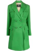 ETRO manteau en laine vierge à boutonnière croisée - Vert - thumbnail