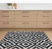 Vinyl vloerkleed keuken zwarte moderne vierkanten