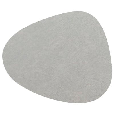 Unique Living placemats Floris lederlook - 1x - 39 x 30 cm - lichtgrijs - PU leather - tafel