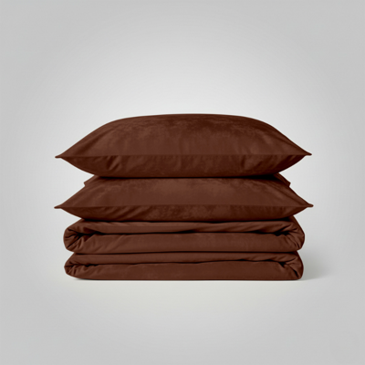 Dekbedovertrek Velvet Uni - Bruin - Eenpersoons (140x200 Cm) - Bruin Microvezel - Effen - Zydante - Dekbed-Discounter.nl