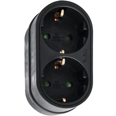 Randaarde stekkeradapter 2-voudig verticaal zwart - 6175905