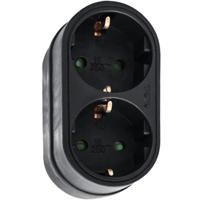 Randaarde stekkeradapter 2-voudig verticaal zwart - 6175905