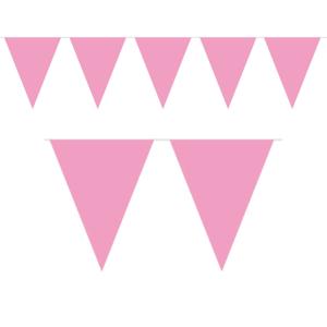 1x Mini vlaggenlijn slingers baby roze 350 cm