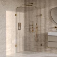 BRAUER Void Carving Douchecabine - 90x90x200cm - draaideur - glascoating - omkeerbaar - helder glas - geborsteld goud PVD GS-VOCC1H9090200GG BRAUER Void Carving Douchecabine - 90x90x200cm - draaideur - glascoating - omkeerbaar - helder glas - geborsteld goud PVD GS-VOCC1H9090200GG