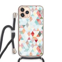 Gekleurde driehoekjes pastel: iPhone 11 Pro Transparant Hoesje met koord