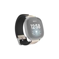 Hama Polsband Voor Fitbit Versa 3/Sense Horlogebandje Van Leer En Silic. Wit - thumbnail