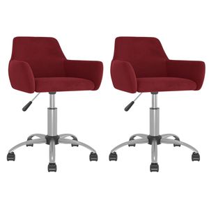 vidaXL Eetkamerstoelen draaibaar 2 st fluweel wijnrood