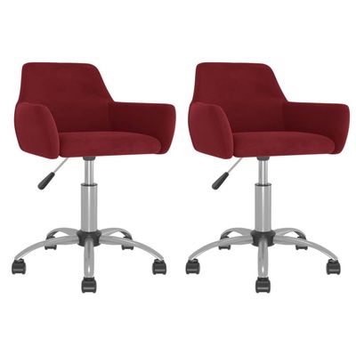 vidaXL Eetkamerstoelen draaibaar 2 st fluweel wijnrood