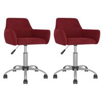 vidaXL Eetkamerstoelen draaibaar 2 st fluweel wijnrood - thumbnail