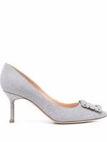 Manolo Blahnik escarpins Hangisi à boucle ornée de cristal - Gris