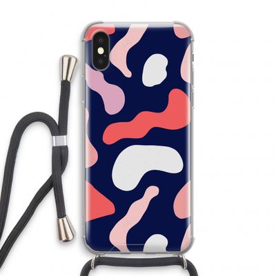 Memphis Shapes Pink: iPhone XS Transparant Hoesje met koord