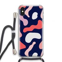 Memphis Shapes Pink: iPhone XS Transparant Hoesje met koord