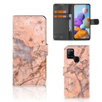 Samsung Galaxy A21s | Bookcase | Marmer Oranje Samsung Galaxy A21s | Bookcase | Marmer Oranje