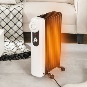 Oliegevulde Radiator met 3 Verwarmingsniveaus Regelbare Thermostaat 42 x 24 x 62 cm Zwart