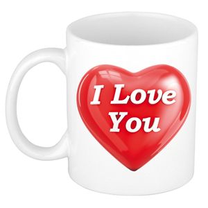 I love you cadeau mok / beker wit met hartje - Valentijnsdag