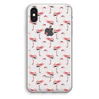 Flamingoprint groen: iPhone X Transparant Hoesje