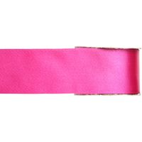 1x Hobby/decoratie fuchsia roze satijnen sierlinten 2,5 cm/25 mm x 25 meter - thumbnail