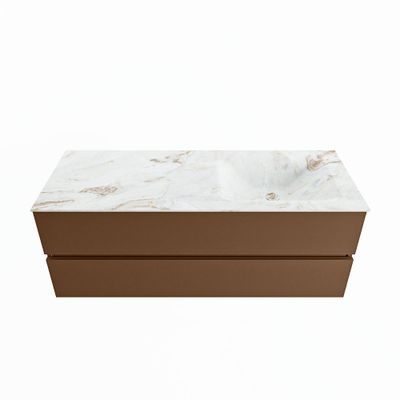 MONDIAZ VICA-DLUX 130cm badmeubel onderkast Rust 2 lades. Inbouw wastafel CLOUD rechts 1 kraangat, kleur Frappe.
