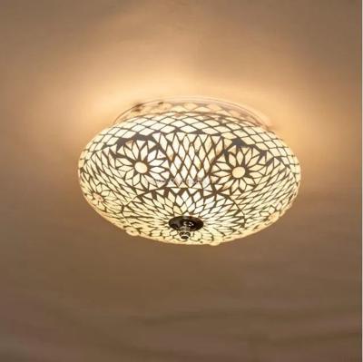 Plafondlamp mozaïek 2x E14 fitting rond handgemaakt oosters 25 cm