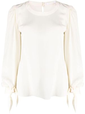 Chloé blouse en soie à manches bouffantes - Tons neutres