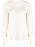 Chloé puff-sleeve organic silk blouse - Tons neutres