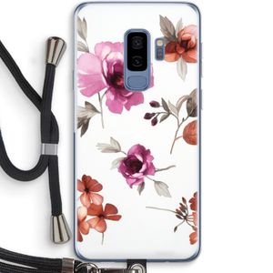 Geschilderde bloemen: Samsung Galaxy S9 Plus Transparant Hoesje met koord