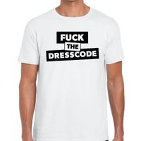 Fuck the dresscode tekst t-shirt wit voor heren - thumbnail