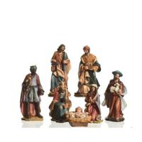 Decoris kerststal beelden - 7x st - 15 cm - polystone - kerstfiguren