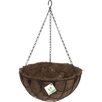 Metalen hanging basket / plantenbak zwart met ketting 30 cm - hangende bloemen