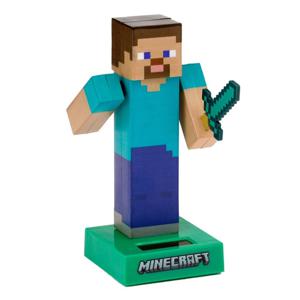 Solar bewegend figuur - Minecraft Steve - blauw - kunststof - 12 cm - cadeau