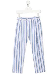 Paolo Pecora Kids pantalon rayé à taille à lien de resserrage - Bleu