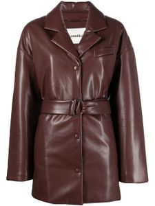 Nanushka blazer ceinturé en cuir artificiel - Marron