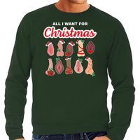 Foute kersttrui/sweater heren - All I want for Christmas - piemel/vagina - groen - thumbnail