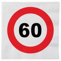 Verjaardag servetten verkeersbord 60 jaar - 16x - 33 x 33 cm - Leeftijd thema feest servetten