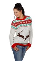 Kersttrui wit met rendieren