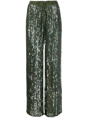 P.A.R.O.S.H. pantalon palazzo brodé de sequins - Vert