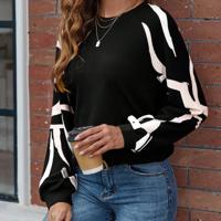 Bon&Bon Graphic Print Raglan Sleeve Sweatshirt | Black Casual Pullover Black / XL