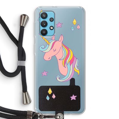 Roze eenhoorn: Samsung Galaxy A32 4G Transparant Hoesje met koord